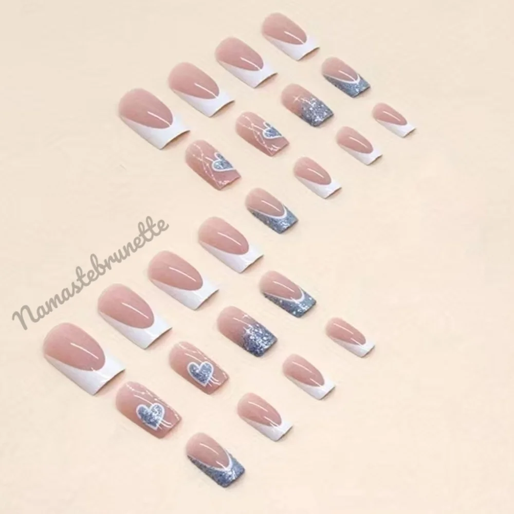 2/$16 Heart French Manicure Press On Nails